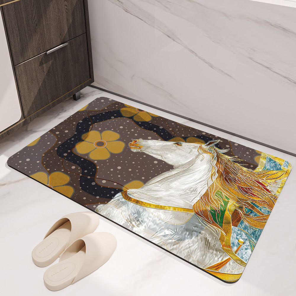 Artistic Horse-Themed Bath Mat
