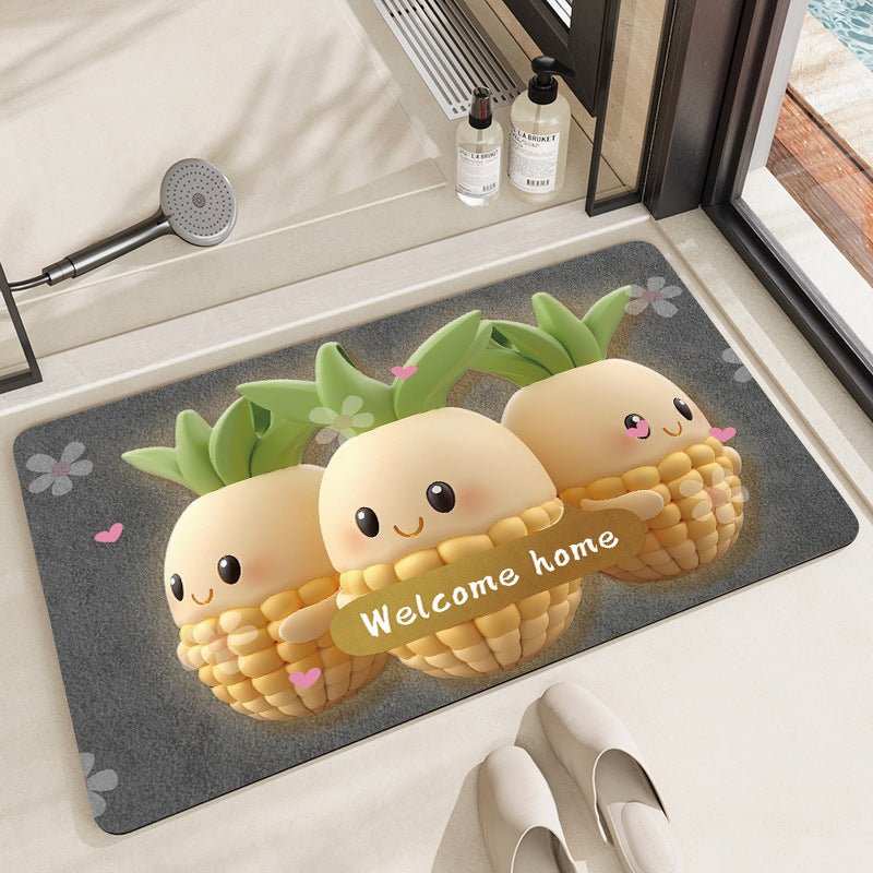 Whimsical Cabbage-Themed Welcome Mat