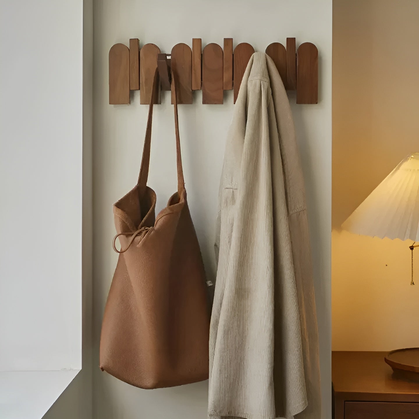 FoldaMerocie wardrobe rail made of wood – Stylish wall hook rail | Space-saving solution for any room