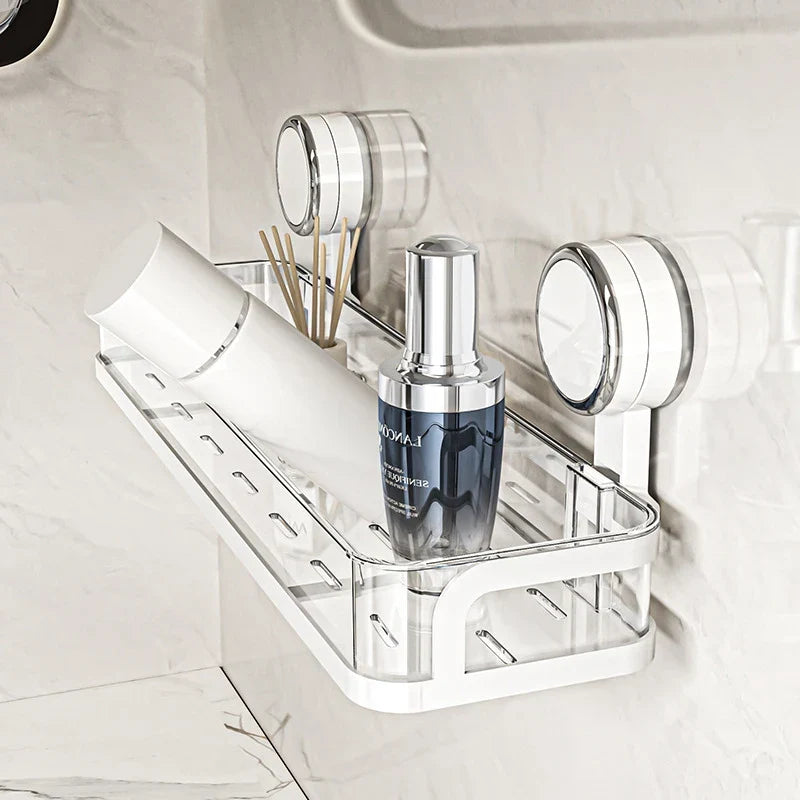 Wall shelf with suction cup | No drilling | Shelf for bathroom & kitchen | Multifunctional