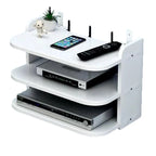 SkyConnect Home | WLAN Router Wall Shelf | Hidden Cable Organizer & Socket Holder | Floating Shelf for TV Box & More | White | 40×12×8 cm