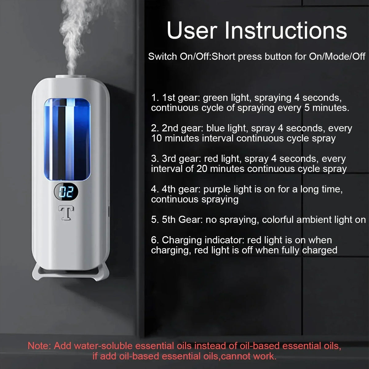 5 Modes rechargeable essential oil diffuser