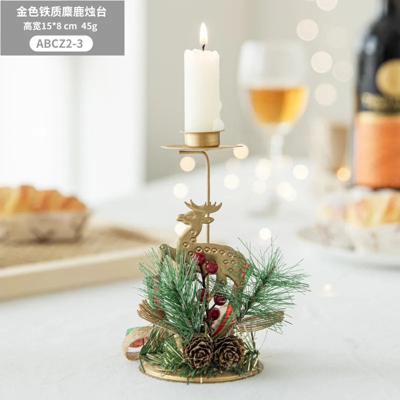 Candle Holder LumiNoel | Golden Christmas Candle Holder Made of Iron | Snowflake, Star, Tree & Reindeer | Table Decoration for Christmas & New Year