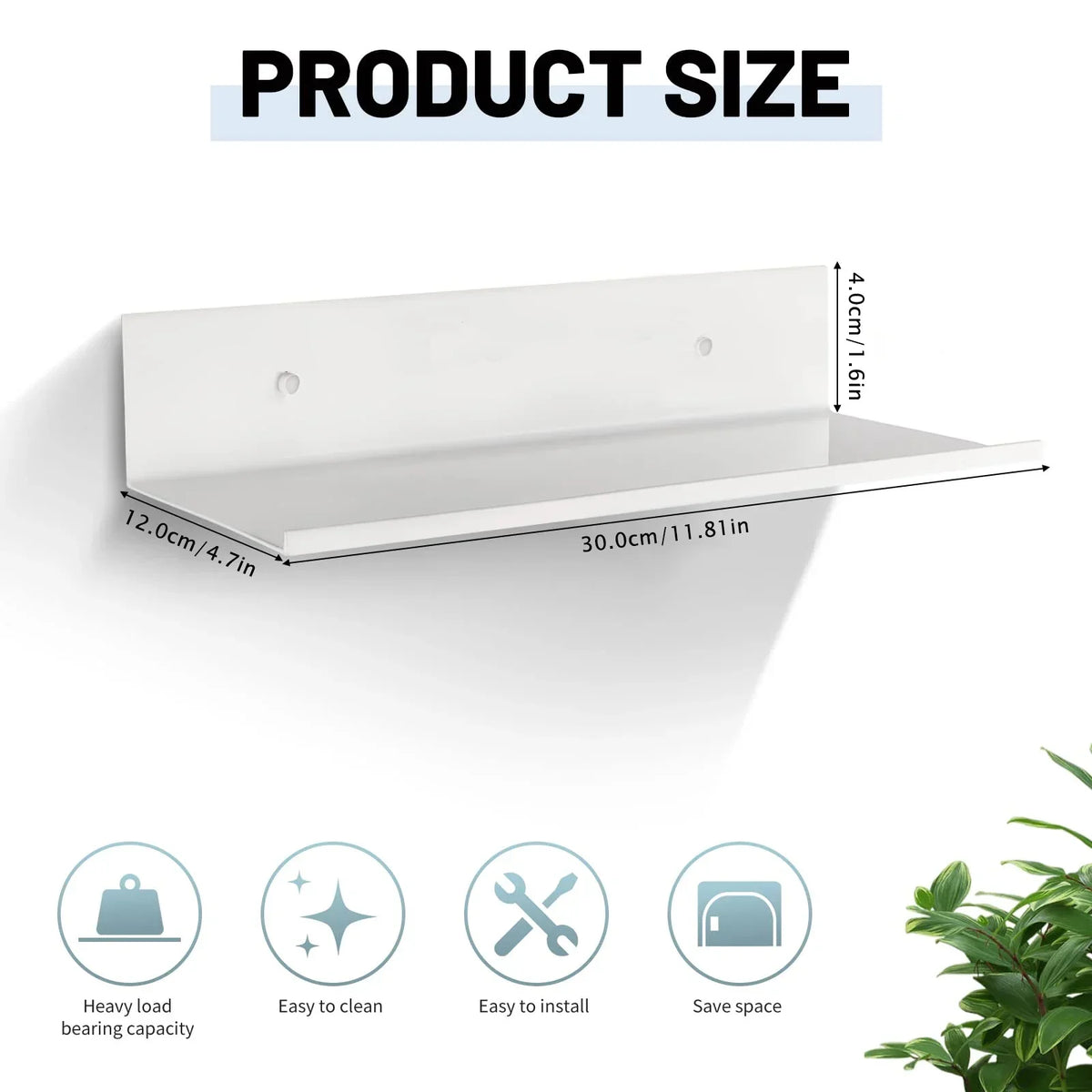 Metallura | Wall shelf made of metal | Floating shelf 30/40/50 cm | Space-saving storage for bathroom, kitchen & bedroom