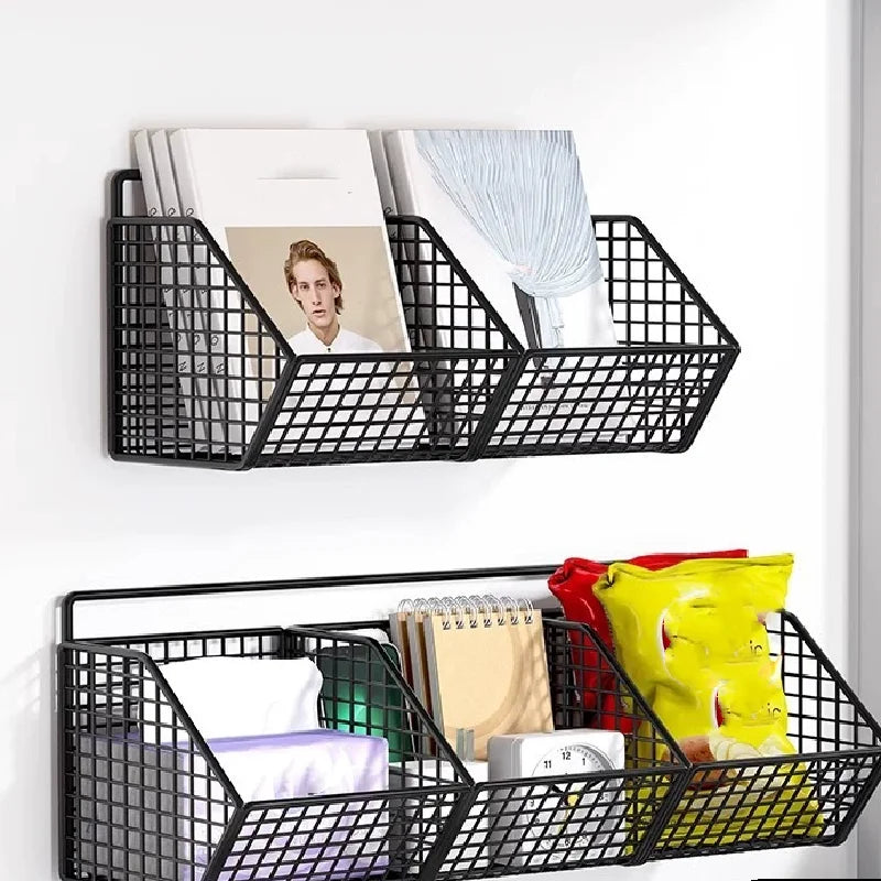 KITCHEN BASKET 3in1 Storage Rack | For Onion, Garlic & Ginger | Rustproof & Wall-mounted – Black