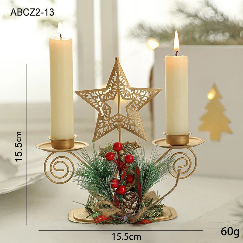 Candle Holder LumiNoel | Golden Christmas Candle Holder Made of Iron | Snowflake, Star, Tree & Reindeer | Table Decoration for Christmas & New Year