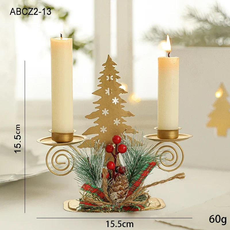 Candle Holder LumiNoel | Golden Christmas Candle Holder Made of Iron | Snowflake, Star, Tree & Reindeer | Table Decoration for Christmas & New Year