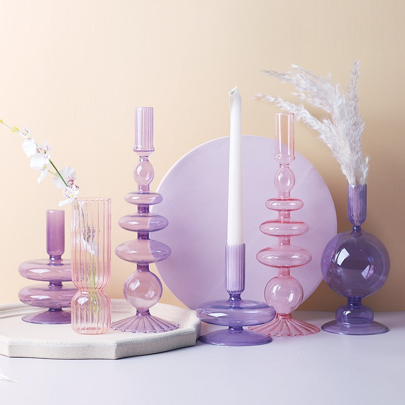 Lilac Candle Holder made of Glass