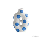 Blue Polka Dot Wonky Vase