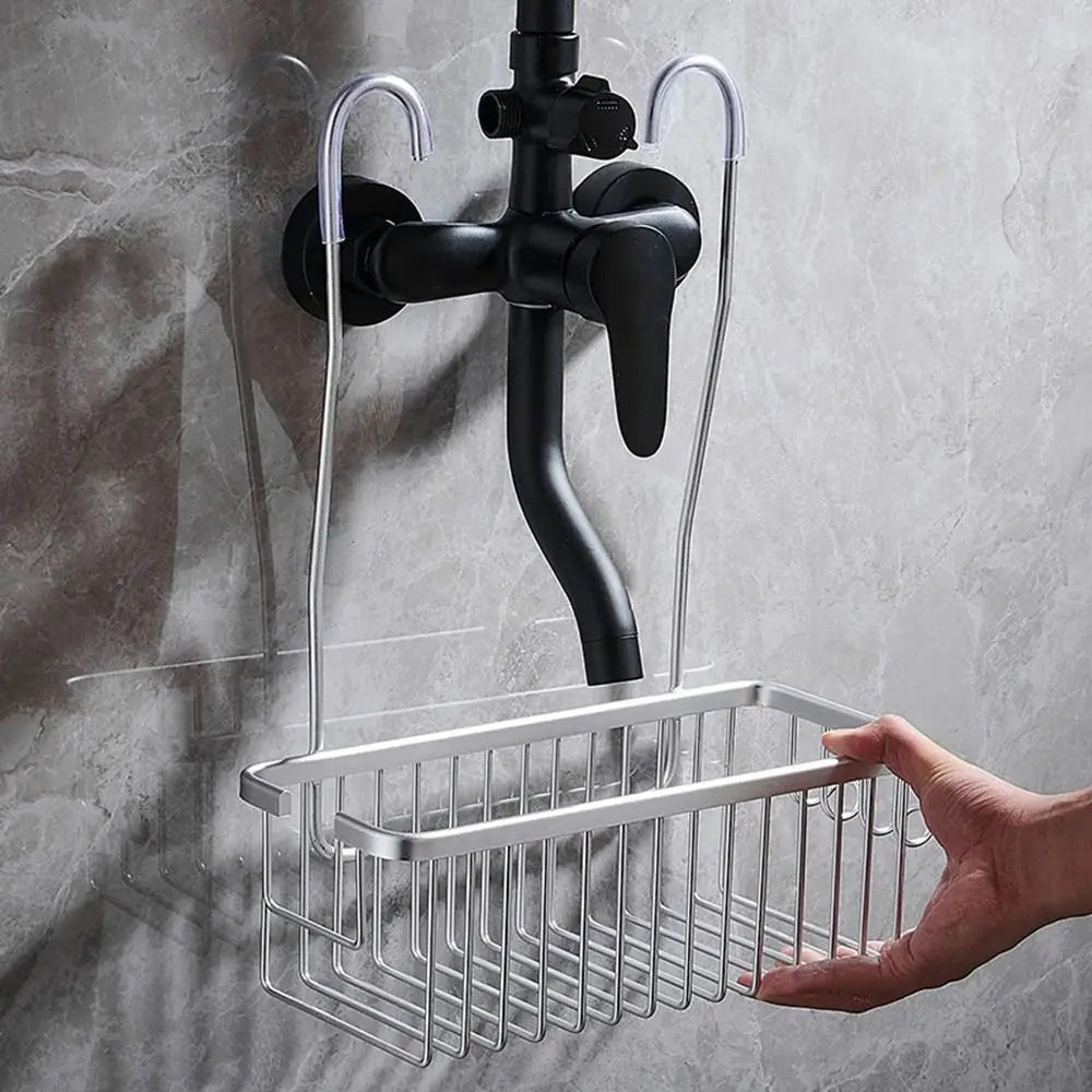DuschGlanz AeroRack Hanging Shower Basket made of Aluminium | Rustproof Shower Shelf with Hooks | Large Capacity for Shampoo & Bath Accessories