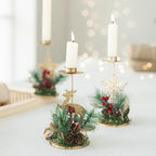 Candle Holder LumiNoel | Golden Christmas Candle Holder Made of Iron | Snowflake, Star, Tree & Reindeer | Table Decoration for Christmas & New Year