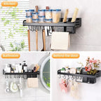 Kitchen wall shelf made of metal – Self-adhesive & screwable | Non-slip wave pattern | Mounting accessories included