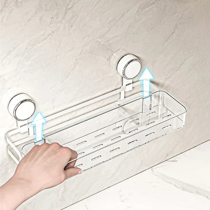 Wall shelf with suction cup | No drilling | Shelf for bathroom & kitchen | Multifunctional