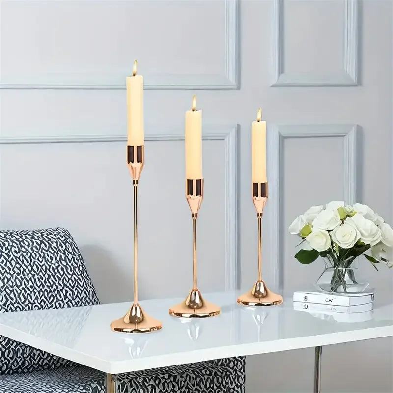 Candle holder LumièreNoir | Set of 3 | Minimalist & Retro | Stainless Steel Black | For Wedding & Home Decor