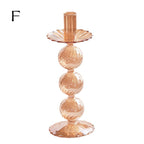 Ribbed Glass Candle Holders - Amber