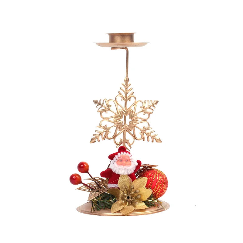 Candle Holder LumiNoel | Golden Christmas Candle Holder Made of Iron | Snowflake, Star, Tree & Reindeer | Table Decoration for Christmas & New Year
