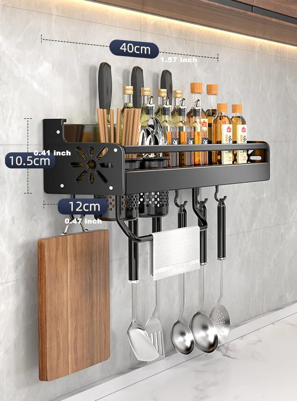 Kitchen wall shelf made of metal – Self-adhesive & screwable | Non-slip wave pattern | Mounting accessories included