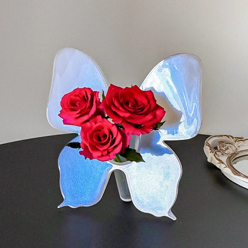 Artistic Butterfly Clear Flower Vase