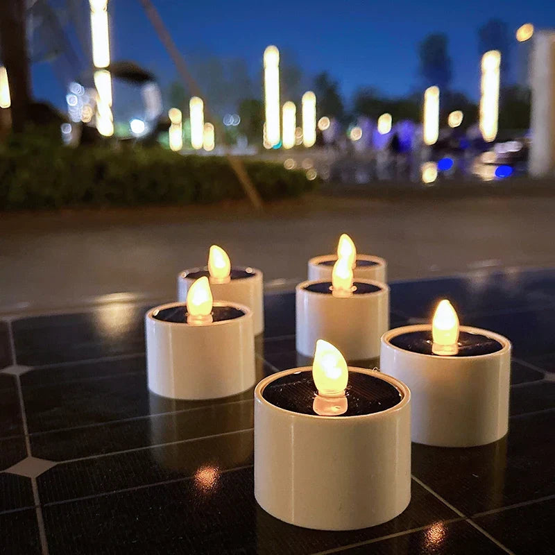 Solar-powered LED candles - Flickering outdoor lighting for garden and patio