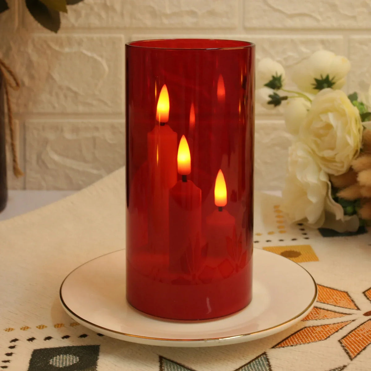 Lunavera | Flameless LED Stick Candle 3-in-1 | With 15 cm Lampshade | Battery-operated & Flickering Light | For Christmas, Wedding & Decor