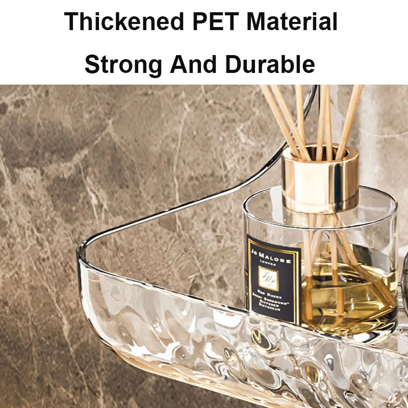 Acrylix Pro | Acrylic Bathroom Shelf Without Drilling | Wall Mounted Shower Shelf | Cosmetic & Shampoo Holder | Transparent | 12×9×8 cm / 24×9×8 cm