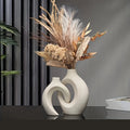 Set of 2 Hollow Ceramic Vases with Modern Scandinavian Design