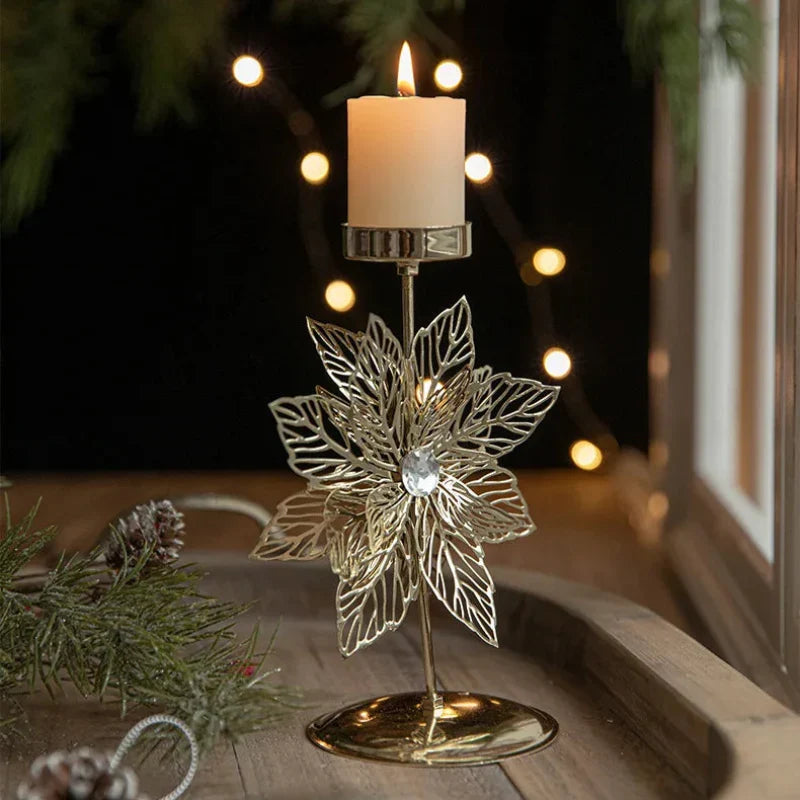 Iron Christmas Candlestick Holders