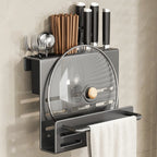 ChefSpace Wall-mounted Knife Holder with Cutting Board Storage – Stainless Steel