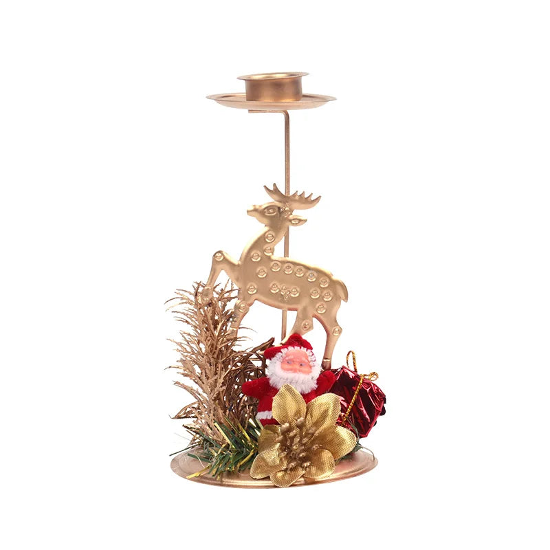 Candle Holder LumiNoel | Golden Christmas Candle Holder Made of Iron | Snowflake, Star, Tree & Reindeer | Table Decoration for Christmas & New Year
