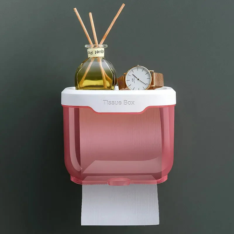 Wall-Mounted Toilet Paper Holder | With Shelf & Waterproof Box | Modern & Space-Saving