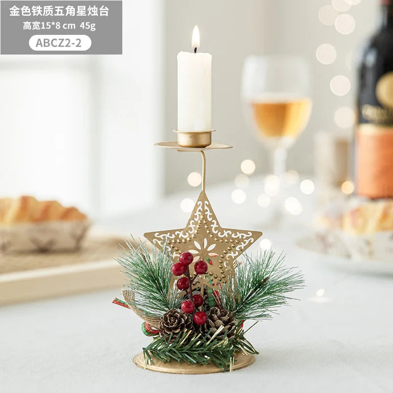 Candle Holder LumiNoel | Golden Christmas Candle Holder Made of Iron | Snowflake, Star, Tree & Reindeer | Table Decoration for Christmas & New Year