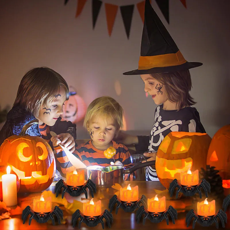 ️Halloween Spider Tealights Spooky Electric Flickering Artificial Candles