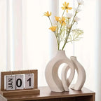 Set of 2 Hollow Ceramic Vases with Modern Scandinavian Design
