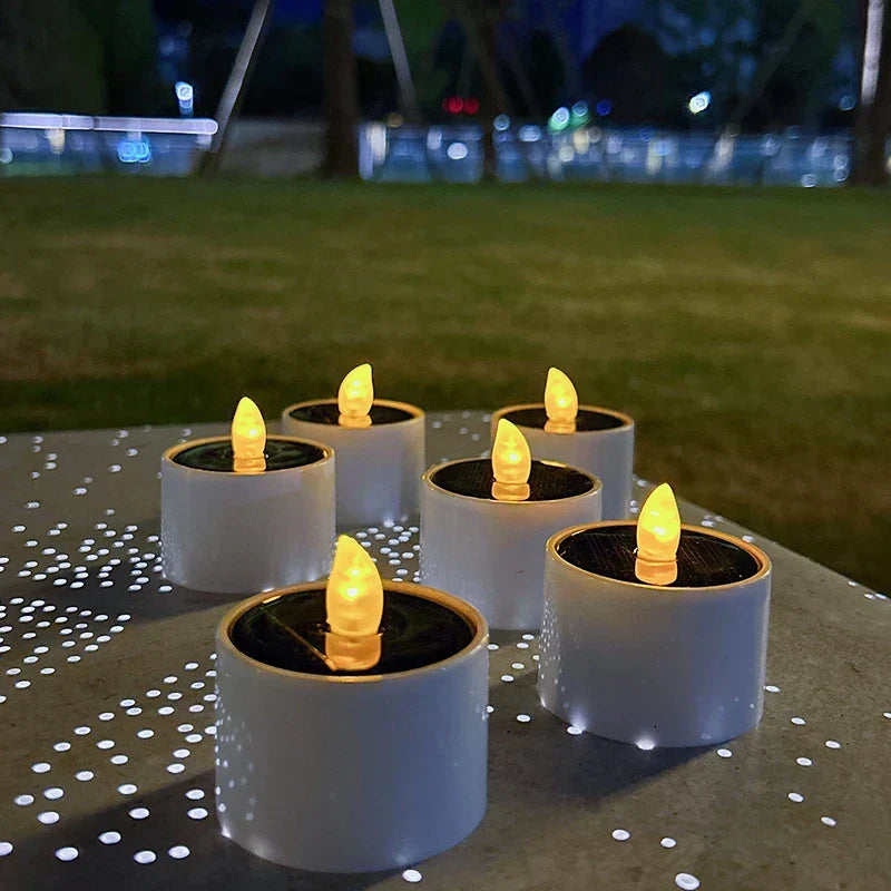 Solar-powered LED candles - Flickering outdoor lighting for garden and patio