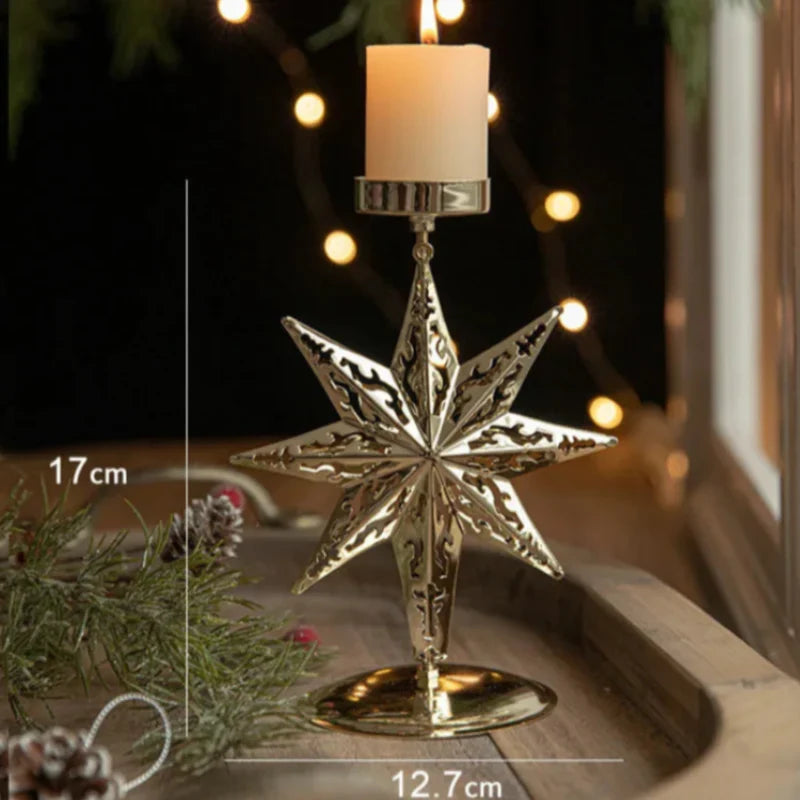 Iron Christmas Candlestick Holders