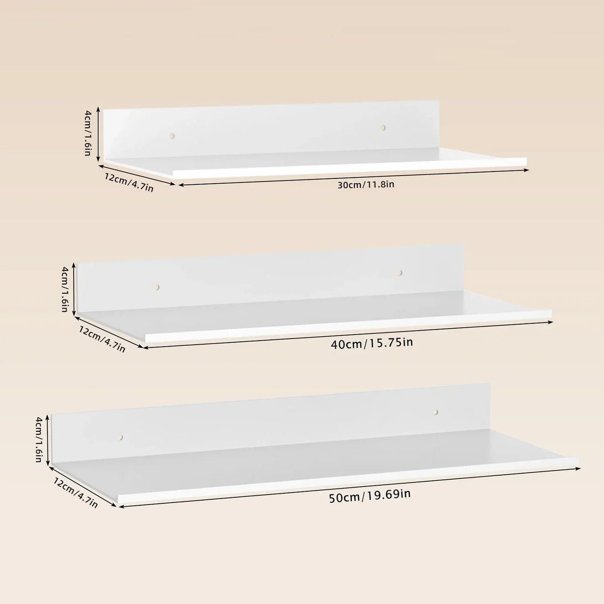 Metallura | Wall shelf made of metal | Floating shelf 30/40/50 cm | Space-saving storage for bathroom, kitchen & bedroom