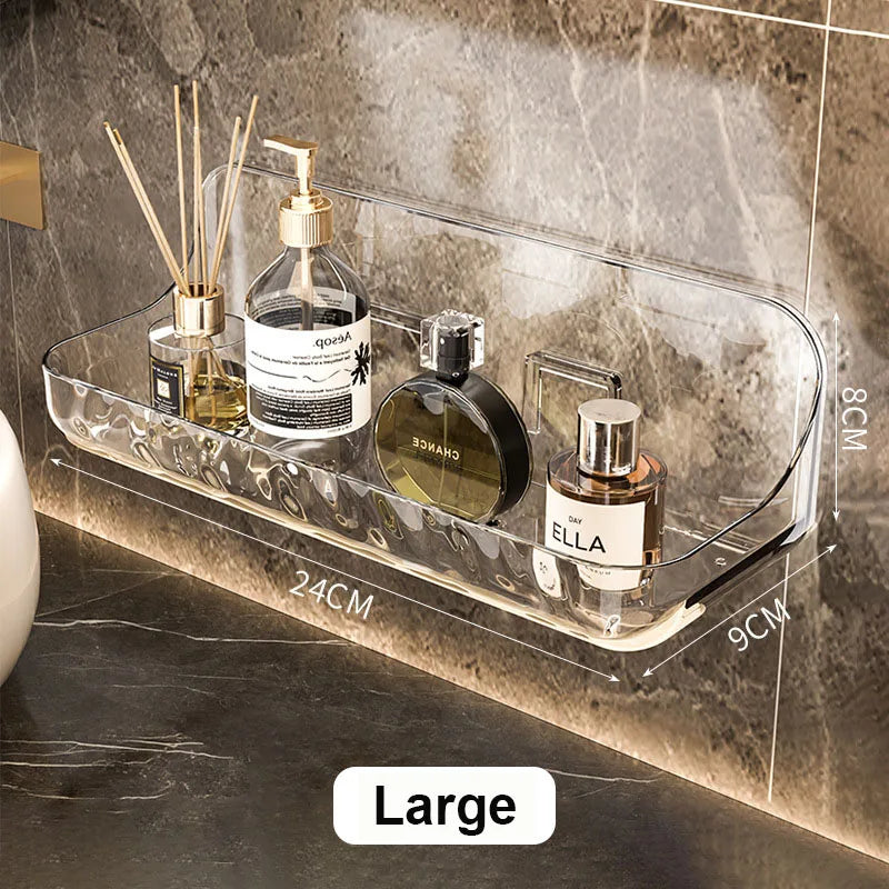 Clario WallClear Wall Shelf Transparent | Acrylic Shelf Without Drilling | For Bathroom & Kitchen | Strong Adhesion & Removable