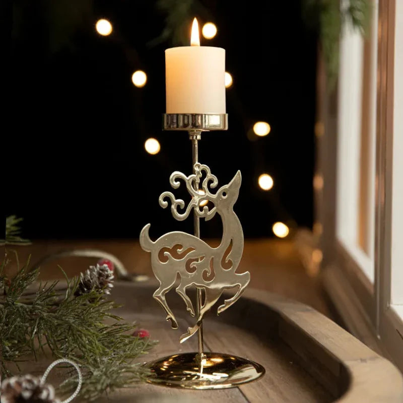 Iron Christmas Candlestick Holders