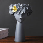 Nordic Girl Head Flower Resin Vase Statue Flower Flower Vases for Office Desktop Dried Flowers Ornaments Decor Container