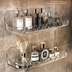 Acrylix Pro | Acrylic Bathroom Shelf Without Drilling | Wall Mounted Shower Shelf | Cosmetic & Shampoo Holder | Transparent | 12×9×8 cm / 24×9×8 cm