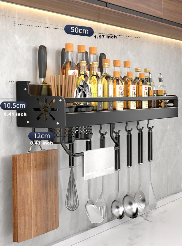 Kitchen wall shelf made of metal – Self-adhesive & screwable | Non-slip wave pattern | Mounting accessories included