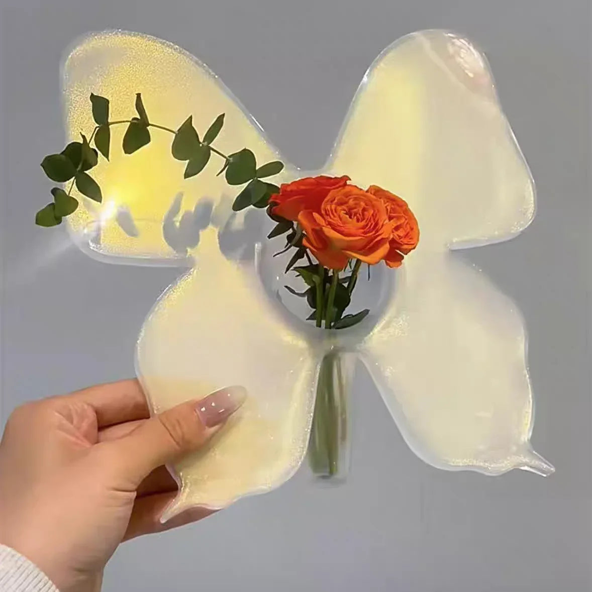 Artistic Butterfly Clear Flower Vase