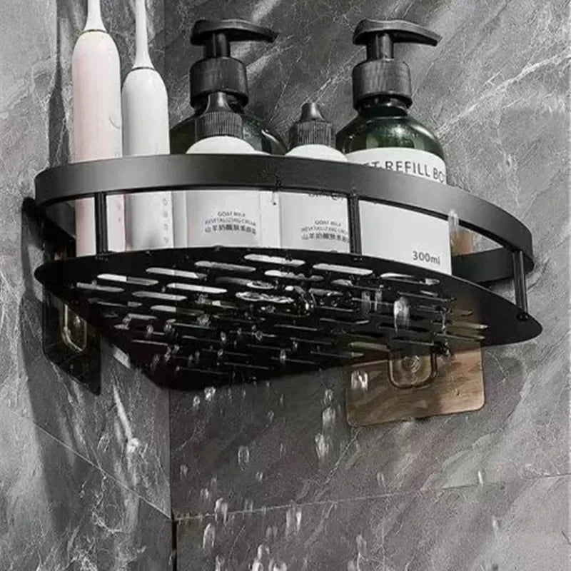 Corner Holder Aluminum Wall Shelf – Space-saving Bathroom Organizer بدون Drilling