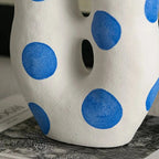 Blue Polka Dot Wonky Vase