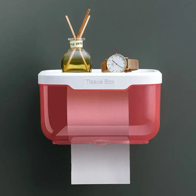 Wall-Mounted Toilet Paper Holder | With Shelf & Waterproof Box | Modern & Space-Saving