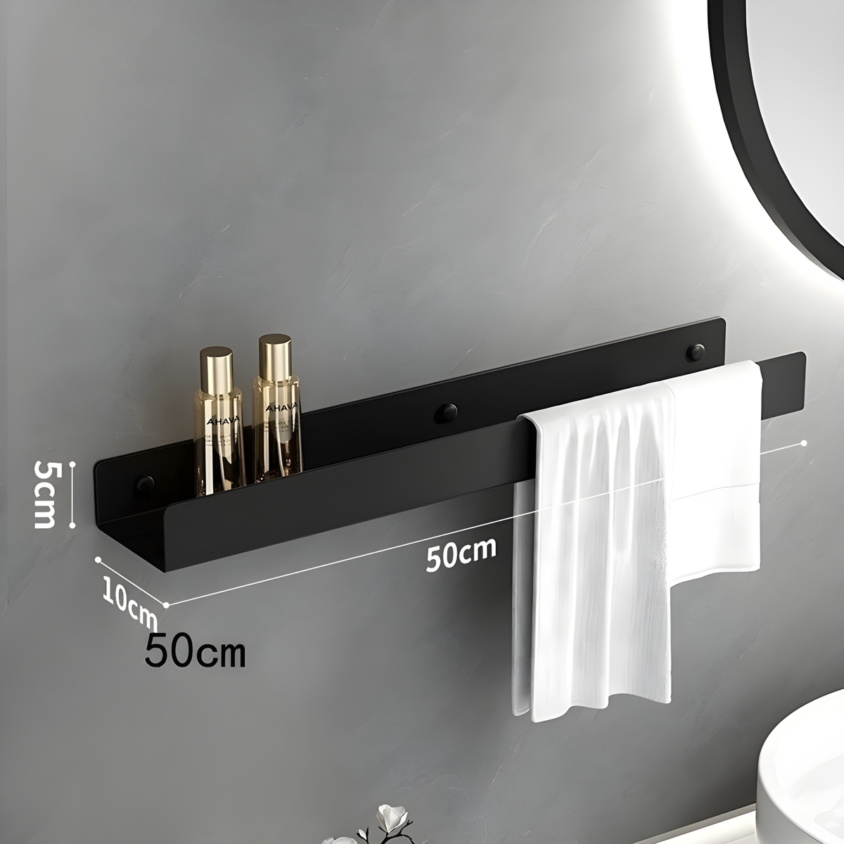 Merociack Bathroom Shelf – Modern Design with Towel Bar | Practical Storage for the Bathroom
