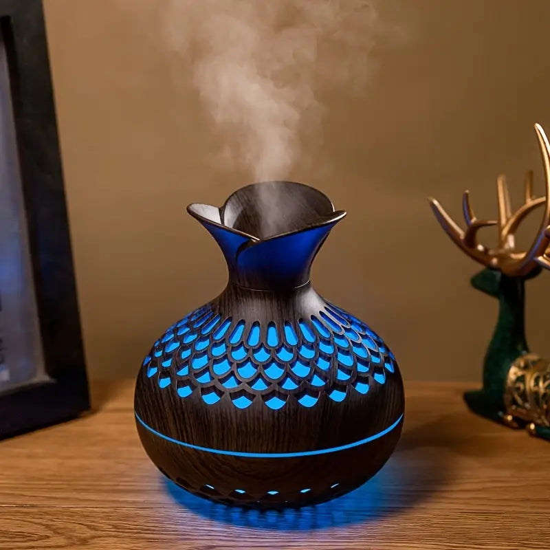 Aromatherapy air humidifier with LED – Diffuser in wood look & night light