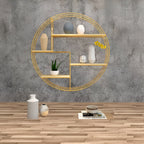 Round Wall Shelf with 4 Levels – Retro Design made of Wood & Metal