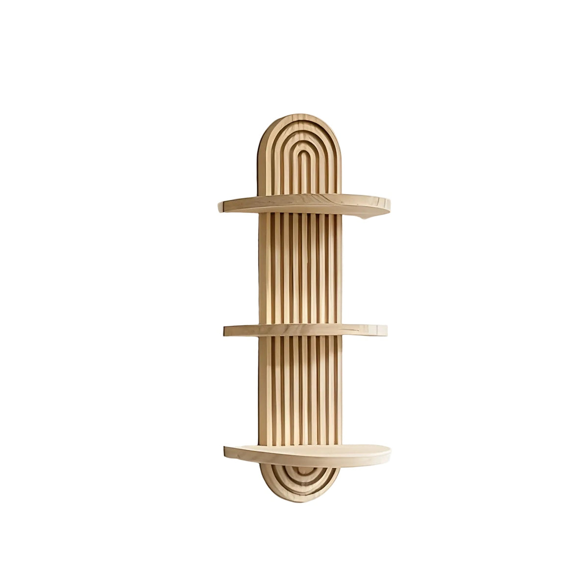 Boho Wall Shelf Made of Solid Wood – Multi-Tier and Space-Saving | For Living Room, Bedroom, and Hallway