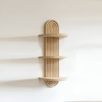 Boho Wall Shelf Made of Solid Wood – Multi-Tier and Space-Saving | For Living Room, Bedroom, and Hallway